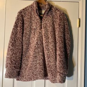 VINTAGE WEATHERPROOF FLUFFY QUARTER ZIP Maroon and white Size Large